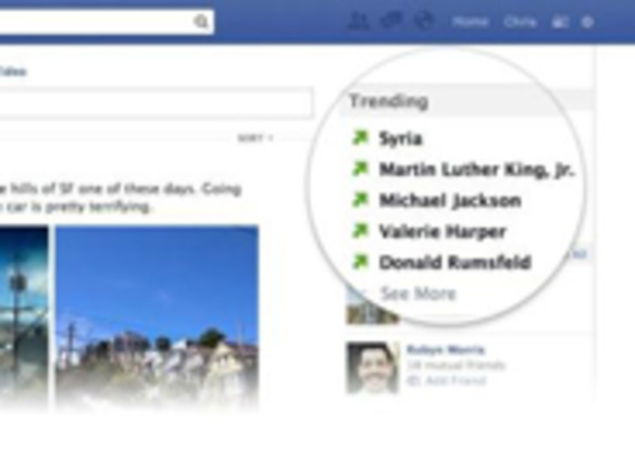 Facebook、トレンド表示機能をウェブ版で試験導入